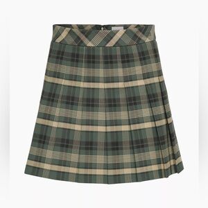 Aritzia Sunday Best Olive Plaid Check Pleated Micro Mini Skirt